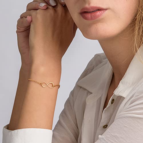 Personalized Infinity Bracelet - Choose Your Style - Sterling Silver, Solid Gold or Plated - Rolo Chain - color: 18K Gold Vermeil Silver, size: Classic Bracelet