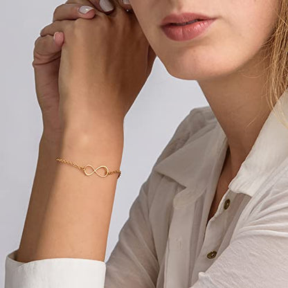 Personalized Infinity Bracelet - Choose Your Style - Sterling Silver, Solid Gold or Plated - Rolo Chain - color: 18K Gold Plated Silver, size: Classic Bracelet