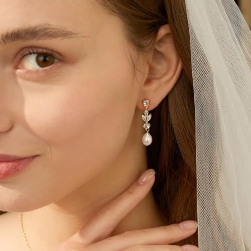 Pearl Earrings for Women Gold Pearl Drop Dangle Earrings Wedding Bridal Bridesmaid Jewelry Gifts for Women - color: Drop pearl-2