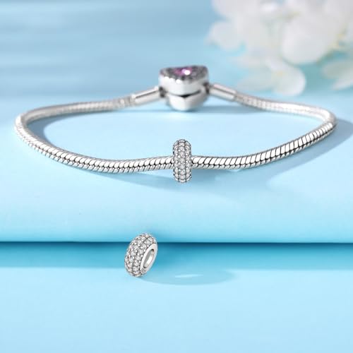 2 Pack 925 Sterling Silver Butterfly Letter Charms for Bracelets and Necklace Alphabet Initial Dangle Pendants Round Spacer Beads Pave Cubic Zirconia Jewelry Gift for Women - color: B Set