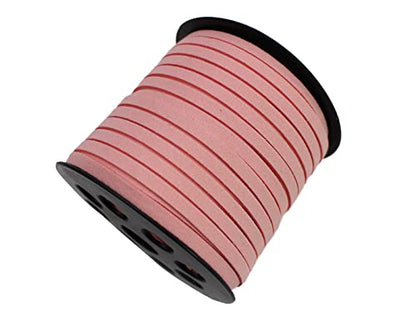 5mm Faux Suede Leather Cord String for Jewerly Making 40 Yards Pink Bracelet Cords Flat Thin Leather Lace Thread for Necklace-Chocker & DIY Projects - size: 40 Yards Pink