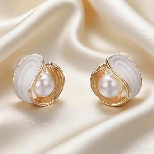 White Enamel Knot Clip On Earrings for Women Love Knot Jewelry