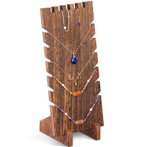 Lolalet Wooden Jewelry Display Series, Necklace Bracelets Earrings Rings Jewelries Stand Freestanding Natural Wood Holder Jewelry Rack for Selling Vendor Store -1 Pack, Necklace | Necklace Bracelets Earrings Rings Jewelries Stand Freestanding Natural Wood