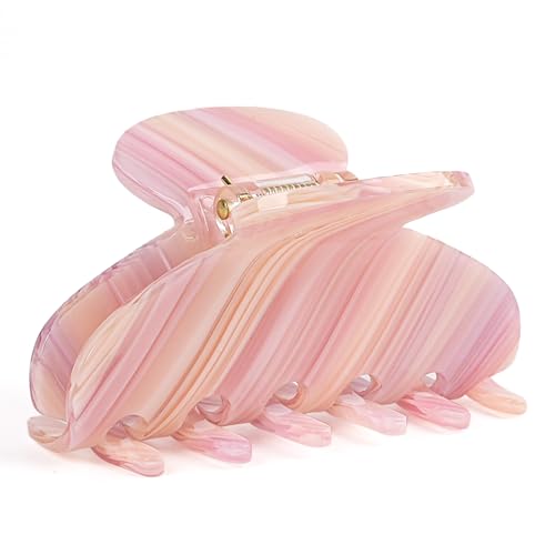 MAORULU Medium Cute Acetate Hair Claw Clips for Women Girls, 3 Inch Cherry Red Claw Clips for Thin & Medium Thick Hair, Durable French Banana Clip with Gift Box (Pink Marble) - color: Pink Marble