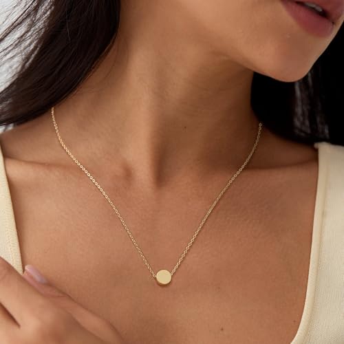 Valloey Rover Gold Necklaces for Women | Dainty 14K Gold/Sterling Silver Plated Cubic Zirconia Star Moon Pendant Necklaces Twist Rope Chain Simple Jewelry for Women - style: Gold-dot