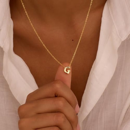 Initial Necklaces for Women Bubble Gold Silver Letter Necklace Dainty Personalized Charm Pendant Name Necklace Cute Non Tarnish Fashion Accessories Teen Gift Trendy Stuff Jewelry Gifts - color: Gold, style: G