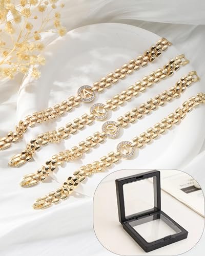 WEDDINEN Initial Bracelets for Women, 14K Gold Plated Letter A-Z Bracelets with Diamonds,Thick Chain Bracelet for Women trendy Jewelry Gifts - color: Gold-T