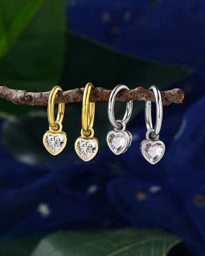 Clicker Belly Button Rings 14G Heart Dangle Belly Navel Rings for Women Surgical Steel Navel Belly Button Piercing Jewelry - color: WG-10MM