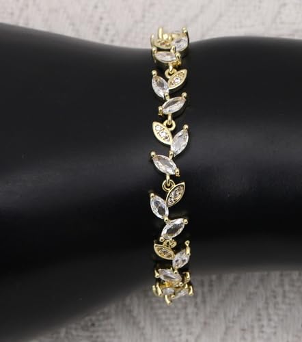 Cubic Zirconia Jewelry Sets for women Brides Bridesmaid Necklace Dangle Earrings Link Bracelet for Wedding Prom Costume Party Events - color: White-Gold Plated
