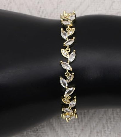 Cubic Zirconia Jewelry Sets for women Brides Bridesmaid Necklace Dangle Earrings Link Bracelet for Wedding Prom Costume Party Events - color: White-Gold Plated