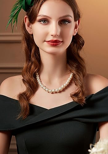 BABEYOND Round Imitation Pearl Necklace Wedding Pearl Necklace for Brides - color: White, size: 10mm