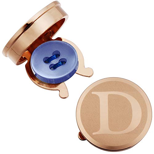 HAWSON Men's Letter Initial Button Cover Cufflinks Letter Rose Gold/Silver Suitable for Formal Business Shirt Letter A-Z - color: Rose Gold Color - D