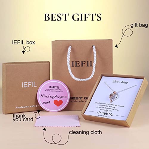 Iefil Rose Heart Initial Necklace, Anniversary Birthday Gifts for Women | Gift Box Packaging, 925 Sterling Silver, Jewelry Gift for Her Wife Mom Girlfriend, Initial A-Z, 19+2inches - color: IEFIL Jewelry Box, style: K