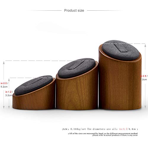 Oirlv Solid Wood 3 Pcs Ring Display Stand Showcase Jewelry Organizer Holder for Rings Trade Show Countertop Ring Bearer(Grey) - color: Gray