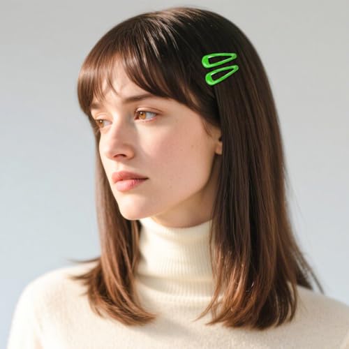 ELANE 80 Pcs Metal Snap Hair Clips for Women,Small Snap Barrettes for Women Girls Thick Fine Hair (Green) - color: Green