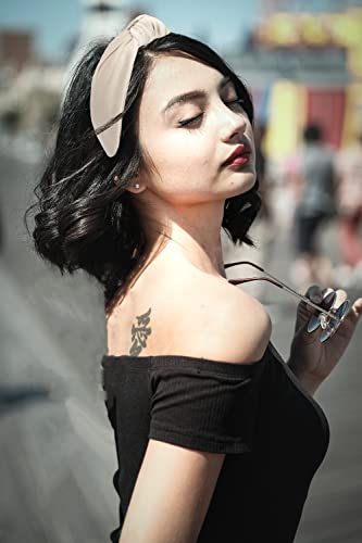 Headbands for Women Off-White Velvet is Trendy. Knotted Headband for Women is a Adjustable Top Knot White Headband Non Slip - color: Off White