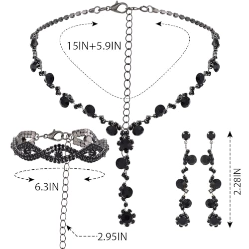 Sixexey Rhinestone Earrings Sparkly Bracelet Earring Party Prom Earrings Jewelry for Women - color: Black