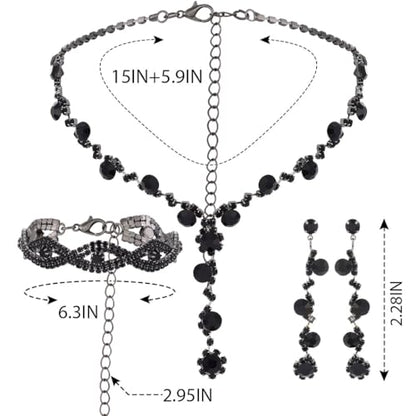 Sixexey Rhinestone Earrings Sparkly Bracelet Earring Party Prom Earrings Jewelry for Women - color: Black