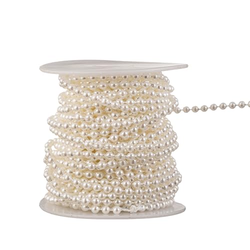 3mm Millet Beads Crafts Faux Pearl Beads Garland Pearl Bead Roll Strand of Pearls to Decorate Floral Centerpieces Wedding Party Favor Christmas Tree(33 Feet Ivory) - color: Ivory, size: 3 mm