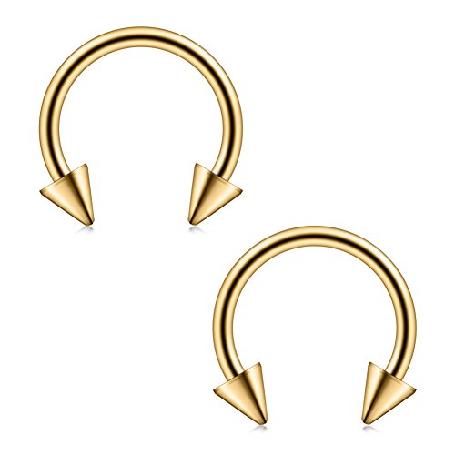316L Surgical Steel Ball&Spike Horseshoe Nose Septum Piercing Ring CBR 16G - style: 8pcs Gold 8mm