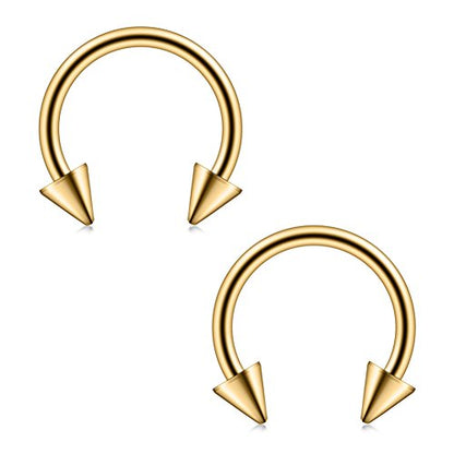 316L Surgical Steel Ball&Spike Horseshoe Nose Septum Piercing Ring CBR 16G - style: 8pcs Gold 8mm