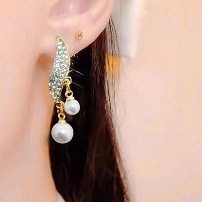 Elegant Faux Pearl Drop Earrings, Rhinestone Pearl Earrings for Women Daily Wear, Suitable For Any Occasions