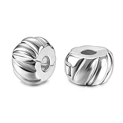 JewelrieShop Clip Spacer Charm for Bracelet Clip Lock Stopper Bead Spacer European Openable Beads 2pcs - color: #02S x 2 Pieces