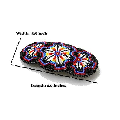 Beaded Hair Clips Native American Style Handmade Collection (Black) - color: Black