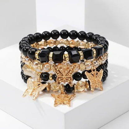 Boho Wooden Beads Bracelets Bohemian Bracelet Stack for Men Women Wood Beaded Bracelet Set - color: R
