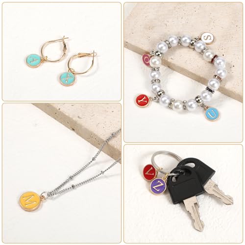 260 Pcs Letter Charms for Jewelry Making Double Sided Alphabet & Initial Charms for DIY Bracelet, Necklace, Jewelry Making(Multicolor)
