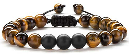 Men Women 8mm Tiger Eye Stone Beads Bracelet - color: Tiger Eye Matte-21018