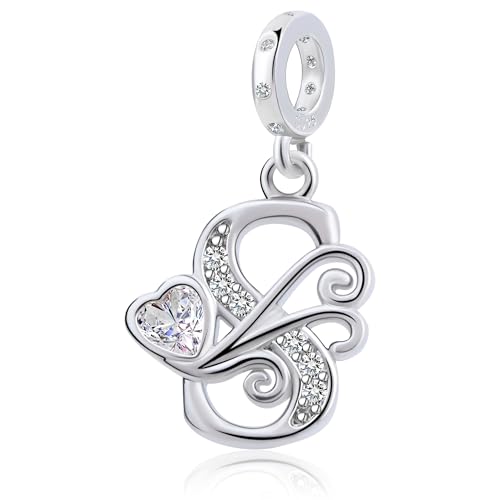 925 Sterling Silver Letter Charms for Pandora Bracelets Silver Letter A Alphabet Charm Initial Dangle Charms Beads Jewelry Gift for Women - style: Dangle Letter Charm S