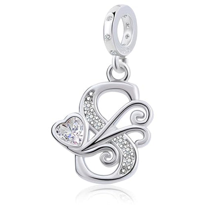 925 Sterling Silver Letter Charms for Pandora Bracelets Silver Letter A Alphabet Charm Initial Dangle Charms Beads Jewelry Gift for Women - style: Dangle Letter Charm S