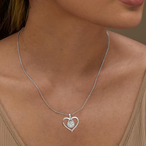 Sterling Silver Pendant Necklace Charms Hypoallergenic Fashion Jewelry Dainty Valentines Day Birthday Gift for Women - style: Heart with Rose Flower