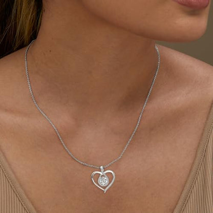 Sterling Silver Pendant Necklace Charms Hypoallergenic Fashion Jewelry Dainty Valentines Day Birthday Gift for Women - style: Heart with Rose Flower