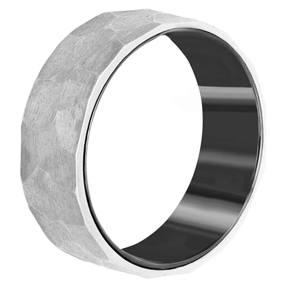 Boston Bay Diamonds Tantalum Comfort Fit Mens Wedding Band or Fashion Ring - 7mm & 8mm - Choice of Style - color: 8mm Hammered Texture Black Center
