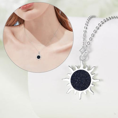 Saturn Planet/Sun Moon and Star Necklace 925 Silver Sterling Galaxy Pendant Necklaces Celestial Jewelry Birthday Jewelry for Her Women Astronomy Lovers Gifts - style: Sun,Moon and Star Necklace