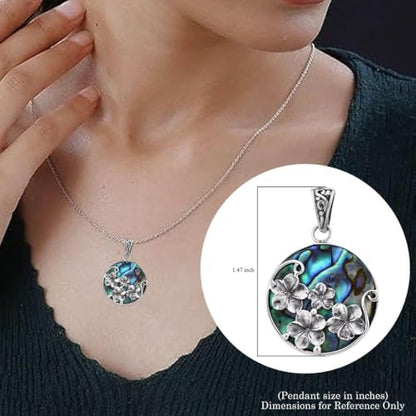Shop LC 925 Sterling Silver Boho Abalone Shell Pendant | Teardrop Shape, Coastal, Beach Jewelry - color: Abalone # 06
