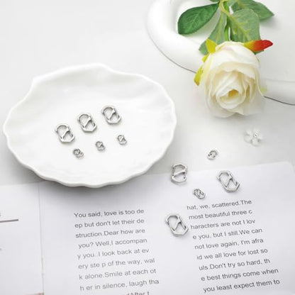 12pcs Double-Opening Stainless Steel Necklace Shortener Clasps – Small & Large Jewelry Connectors for Bracelets, Necklaces & Keychains
