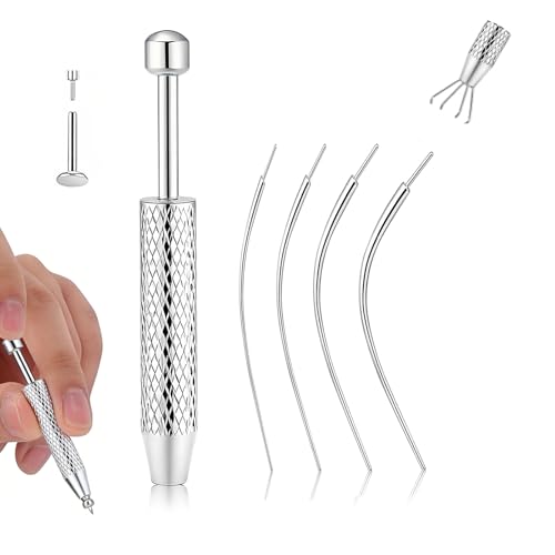 Piercing Tapered Ball Grabbing Tool for Jewelry Replacement - 14G 16G 18G 20G Stainless Steel Flat Back Earring Applicator Tool Threaded, Internal Threaded, External Threaded Body Piercing Insertion Needle Kit for Ear/Nose/Navel/Nipple/Lip/Eyebrow/Tongue