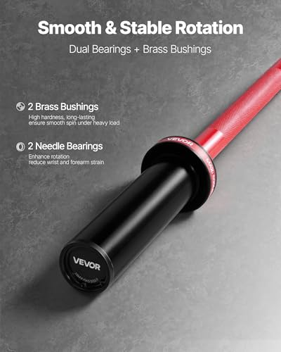 VEVOR 7FT/6FT/4FT Olympic Barbell Bar, Fits 2-Inch Weight Plates, Barbell Bar with Knurled Grip for Strength Training, Weightlifting, Squat, Deadlift, Bench Press, Curl, Overhead Press, 500lbs/700lbs/1000lbs Capacity - size: 4FT, 500LBS