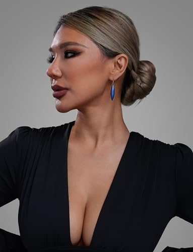 Oval Drop Earrings for Women, Long Thread Dangle Earrings, Colorful lightweight aluminum alloy, Suitable for Jewelry Gifts and Valentine's Day - color: Blue
