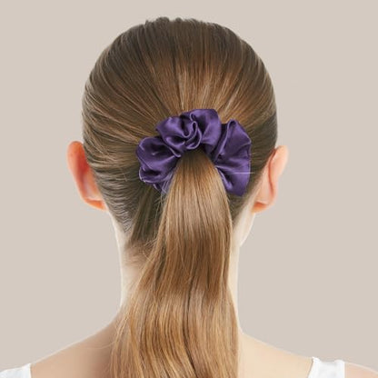 LILYSILK Silk Hair Scrunchies/Ties for Frizz & Breakage Prevention, 100% Mulberry, No Damage, Elastic ponytail Holders, 1Pc, Dark Purple - color: Dark Purple