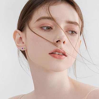 36-44 Pcs 18G 20G Nose Rings Studs Nose Rings for Women Nose Piercings Jewelry Surgical Stainless Steel Nose Studs Moon Star Heart Butterfly Hypoallergenic Body Piercing Jewelry for Women Men - color: 20G Colorful A-Screw- 44 Pcs