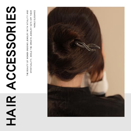 2 Pcs Hair sticks for buns,French hair pins for women,Buns and Updos with No Hair Damage,Metal Feather French Pin Great Hold,Suitable for fine & thick hairUS304