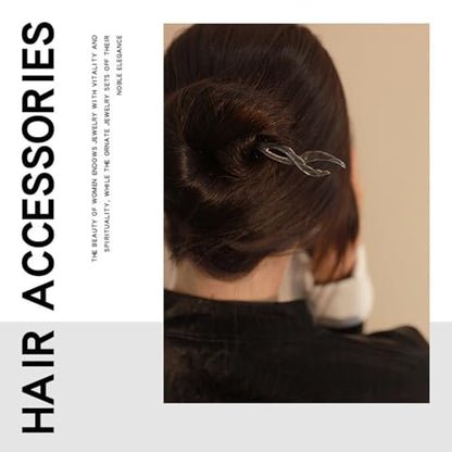 2 Pcs Hair sticks for buns,French hair pins for women,Buns and Updos with No Hair Damage,Metal Feather French Pin Great Hold,Suitable for fine & thick hairUS304