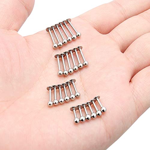Labret Barbell 24PCS Monroe Lip Barbell Ring Helix Earring Tragus Cartilage Studs Surgical Steel Piercing Jewelry for Women Men 20-12G - color: A: 24pcs 16gauge