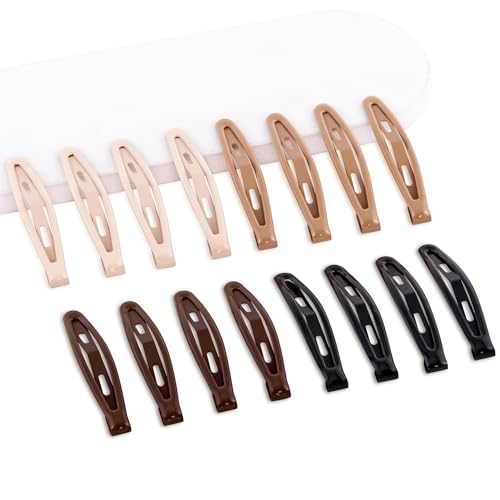 16 PCS Snap Hair Clips Metal Barrettes for Women Non Slip Barrettes for Thick and Thin Fine Hair,Bright Black Brown Beige,2.36 x 0.43 Inches. - color: Bright Black Brown Beige