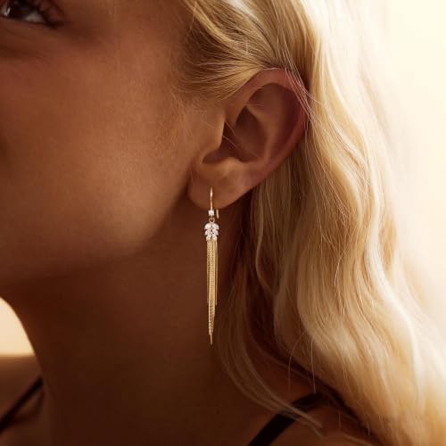 Dangle Earrings for Women,Dainty 14K Gold Plated Long Earrings Statement Gold Drop Earrings Unique Long Earrings For Women Trendy Jewelry Fashion Accessories - color: dangle2-Gold