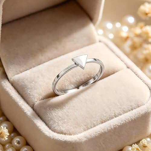 Sun and Moon Rings Stainless Steel Crescent Sun Rings for Women Gold Open Ring Middle Index Finger Jewelry Gift - color: D-Silver Triangle